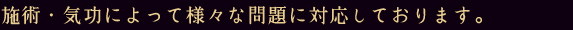 施術・気功によって様々な問題に対応しております。