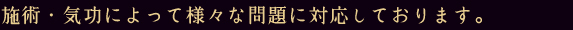 施術・気功によって様々な問題に対応しております。